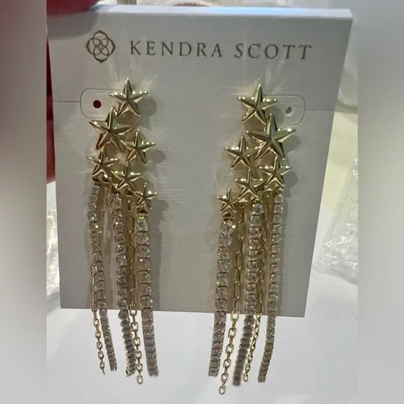 NWT- Kendra Scott Cassidy Gold Statement Earring Dangling - Picture 3 of 7